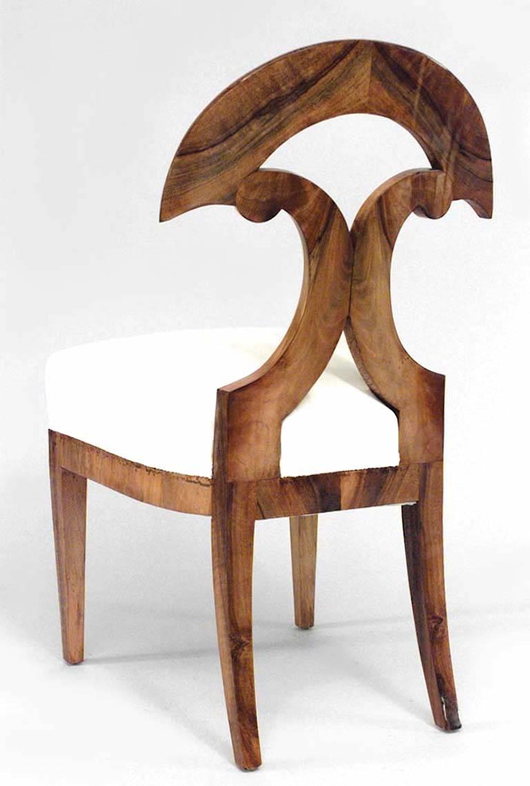 19th Century Pair of Austrian Biedermeier Walnut Side Chairs For Sale