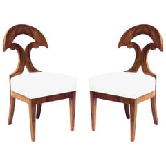 Antique Pair of Austrian Biedermeier Walnut Side Chairs