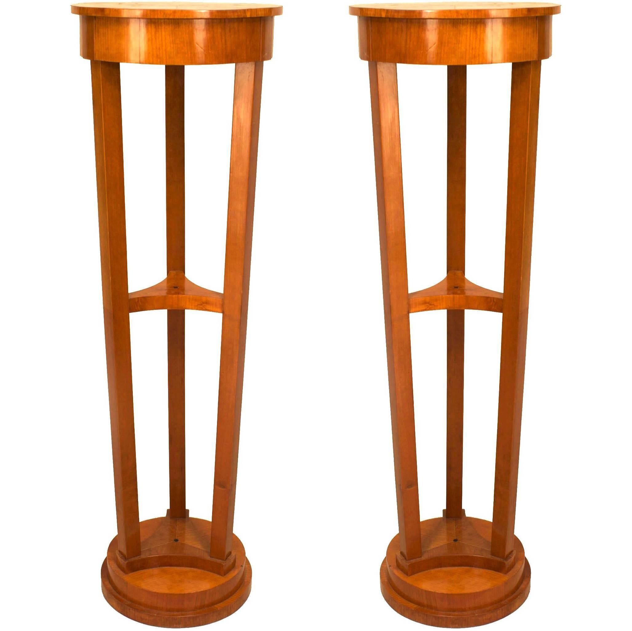 Pair of Austrian Biedermeier Maple Pedestals For Sale