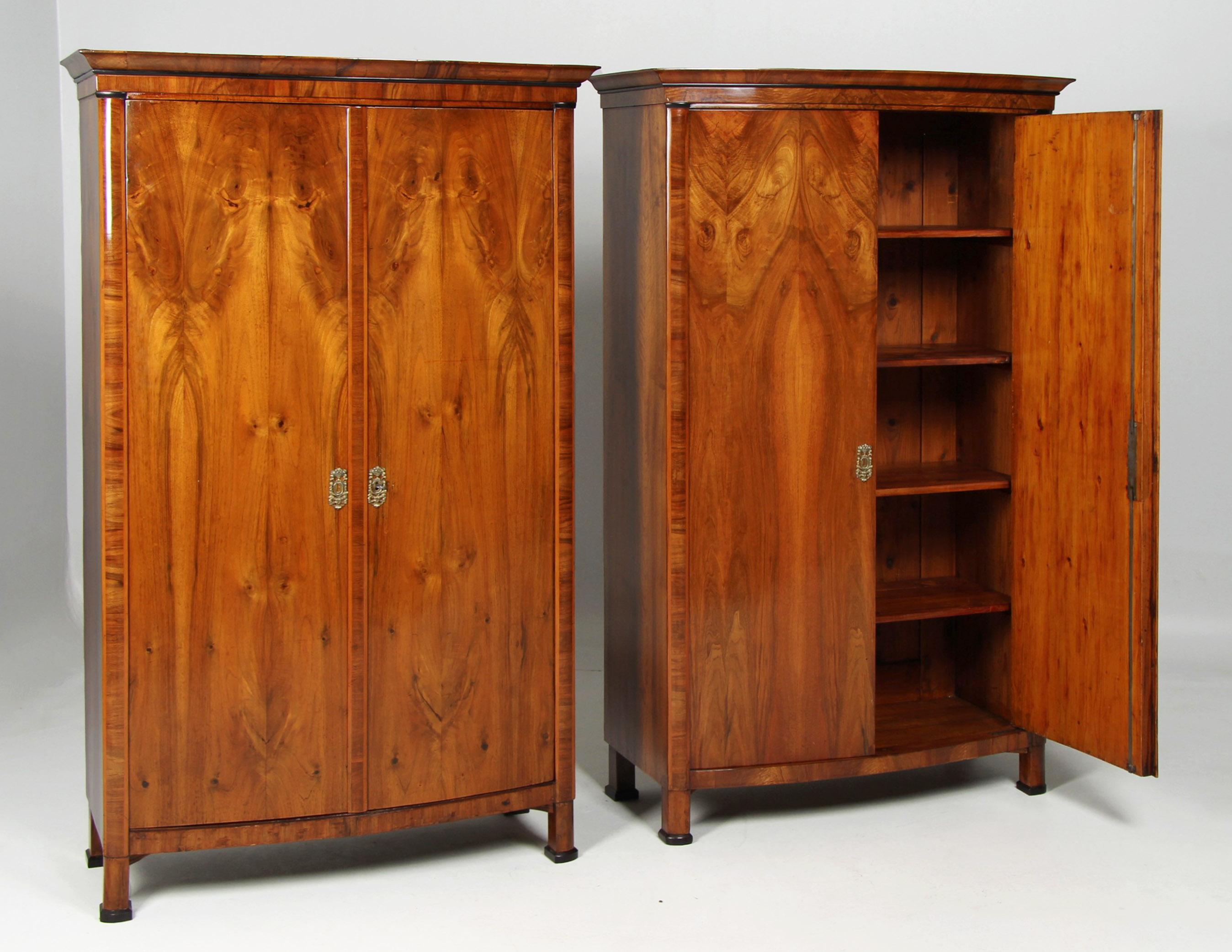 Pair of Austrian Biedermeier Wardrobes, Cabinets, Walnut, circa 1835 2