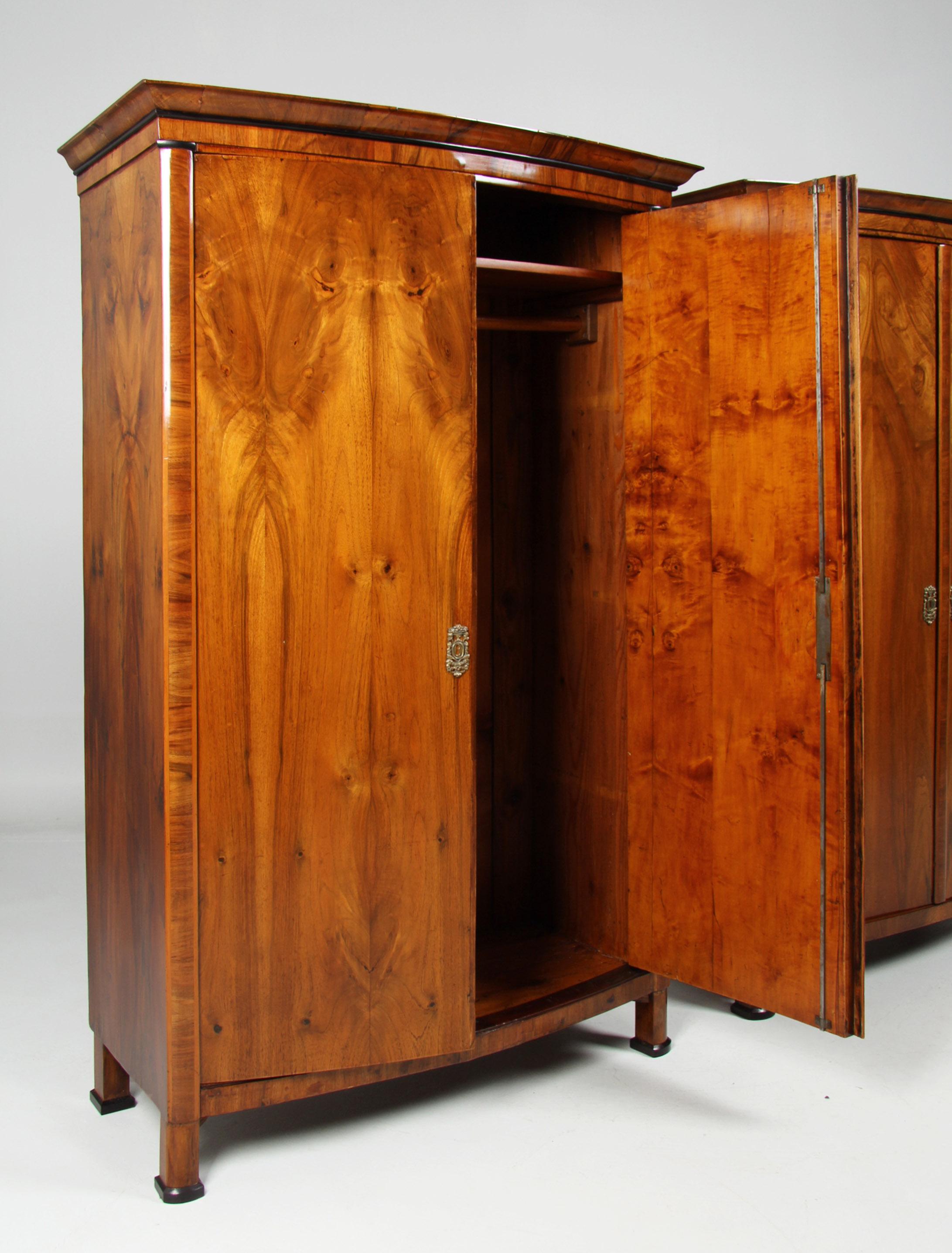 Pair of Austrian Biedermeier Wardrobes, Cabinets, Walnut, circa 1835 3
