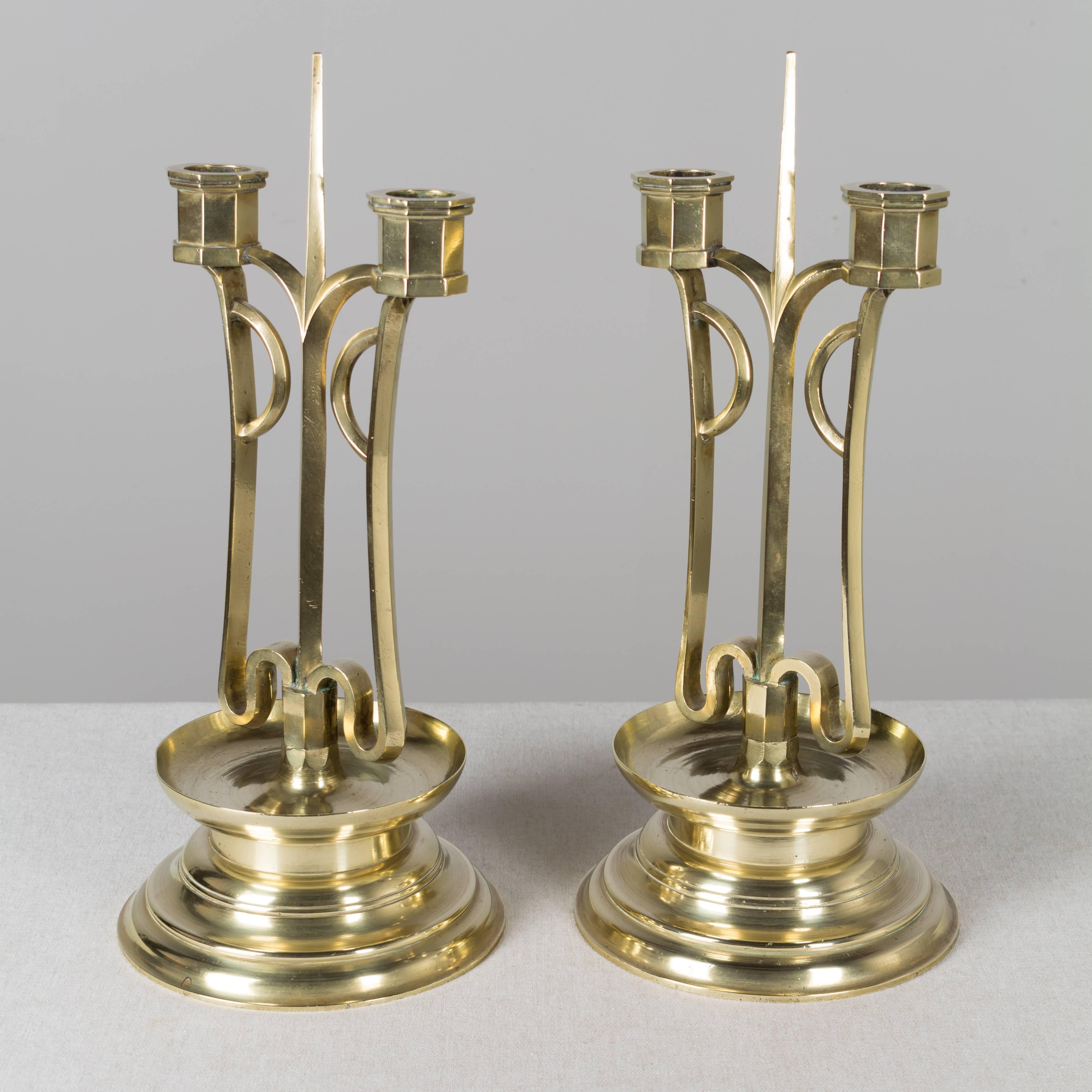 Pair of Austrian Brass Candelabra For Sale at 1stDibs