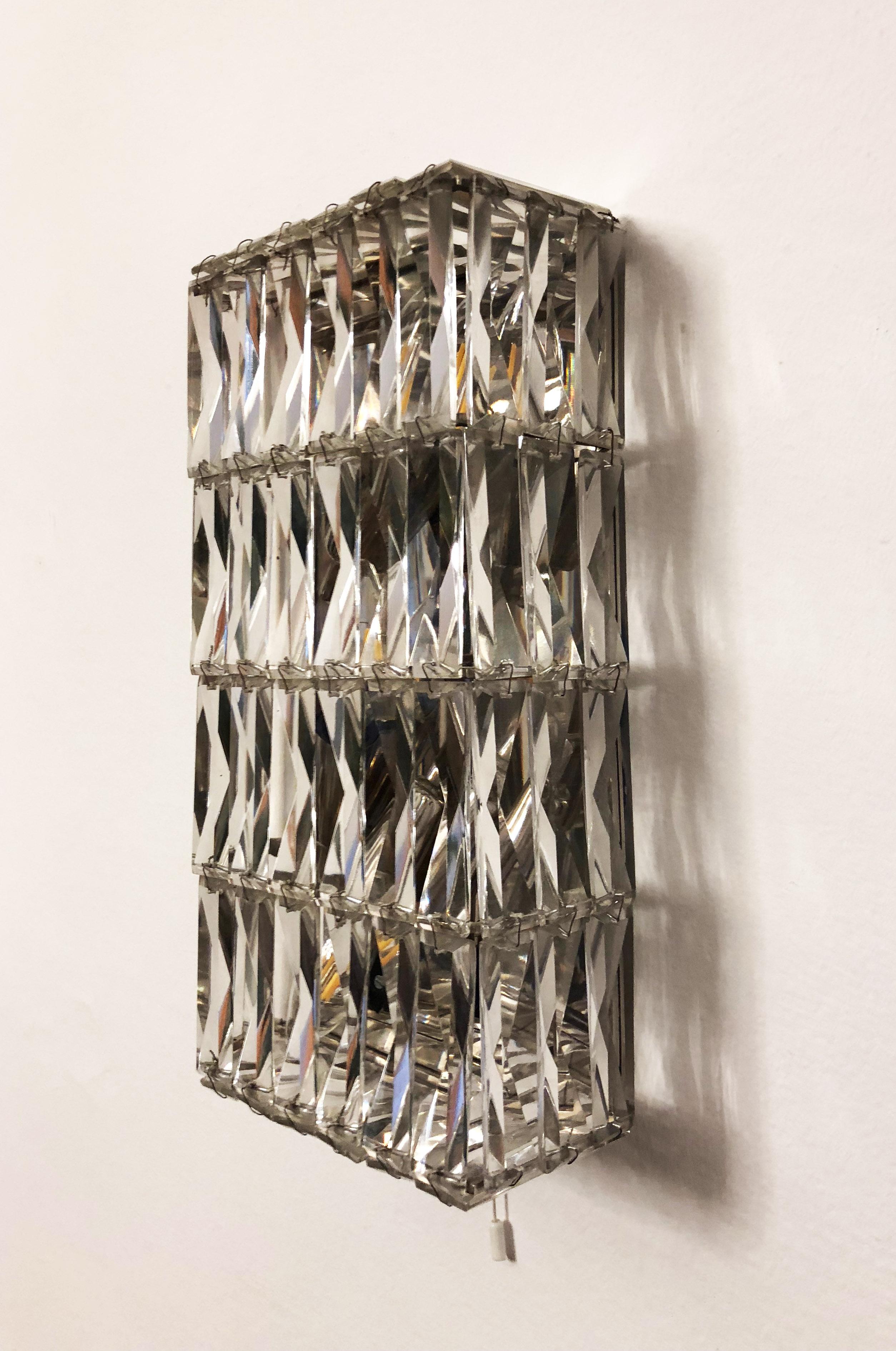 Mid-Century moderno Coppia di lampade di cristallo austriache di Bakalowits e Sohne in vendita