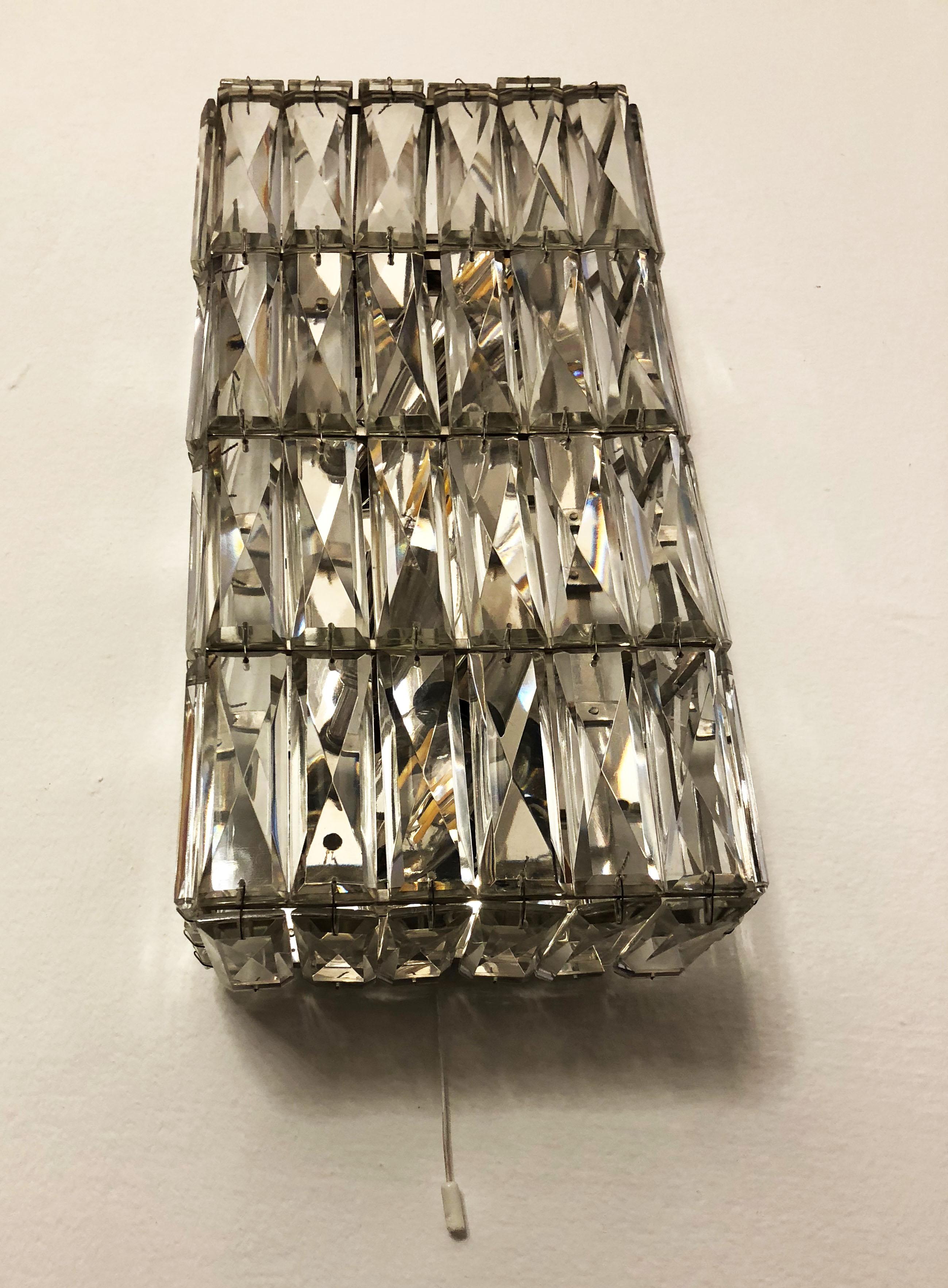 Pair of Austrian Crystal Sconces by Bakalowits and Sohne For Sale 1