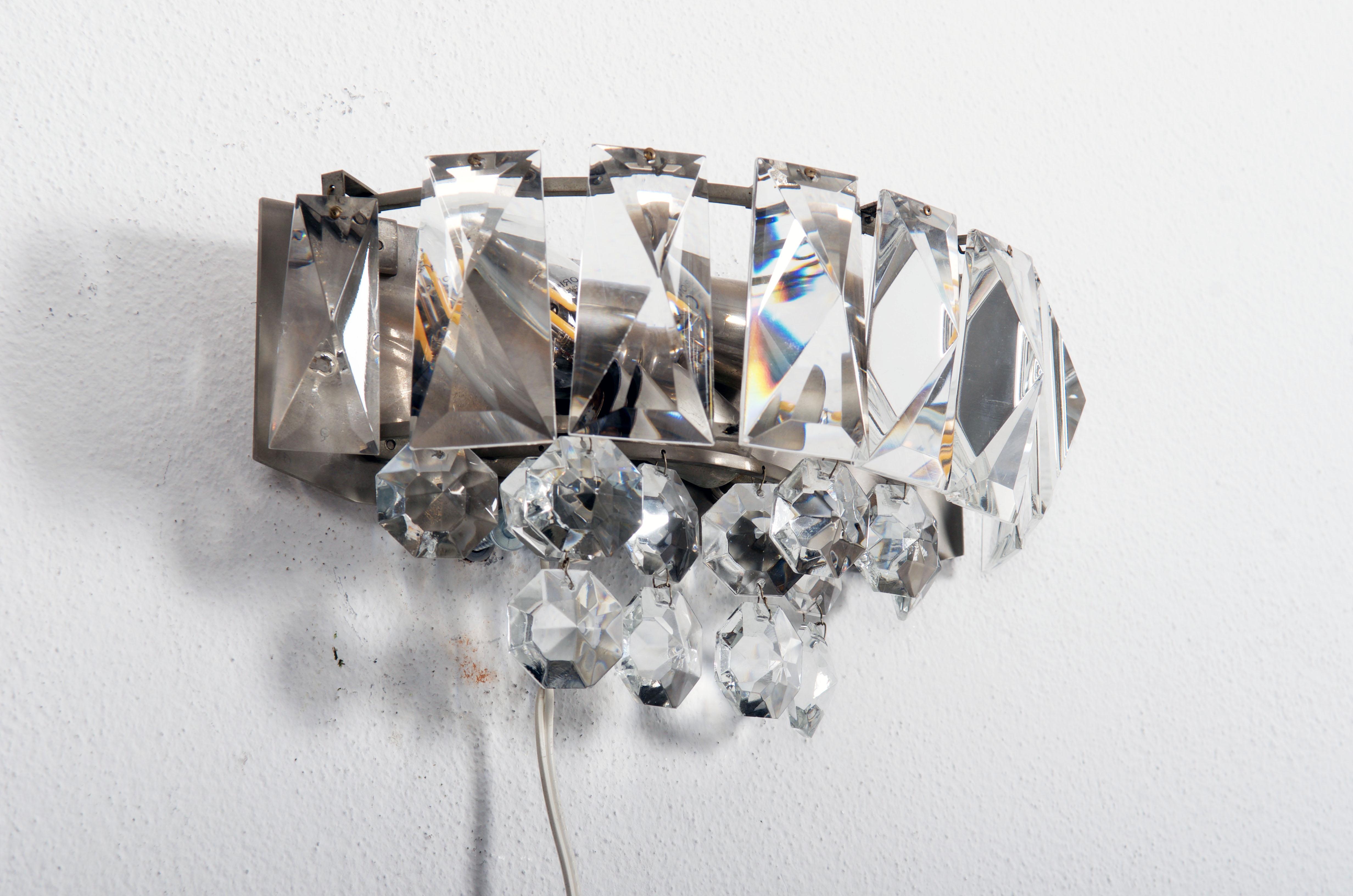 Pair of Austrian Crystal Sconces by Bakalowits and Sohne For Sale 2