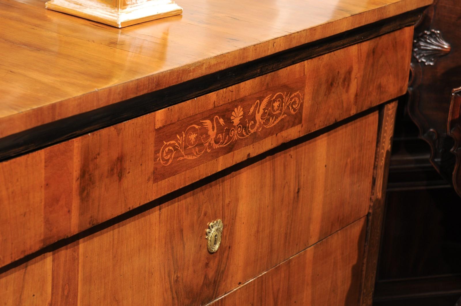 Pair of Austrian Early 19th Century Walnut Commodes with Three Drawers 6