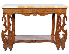 Pair of Austrian Empire Marble Top Arabesque Style Console Tables, circa 1830