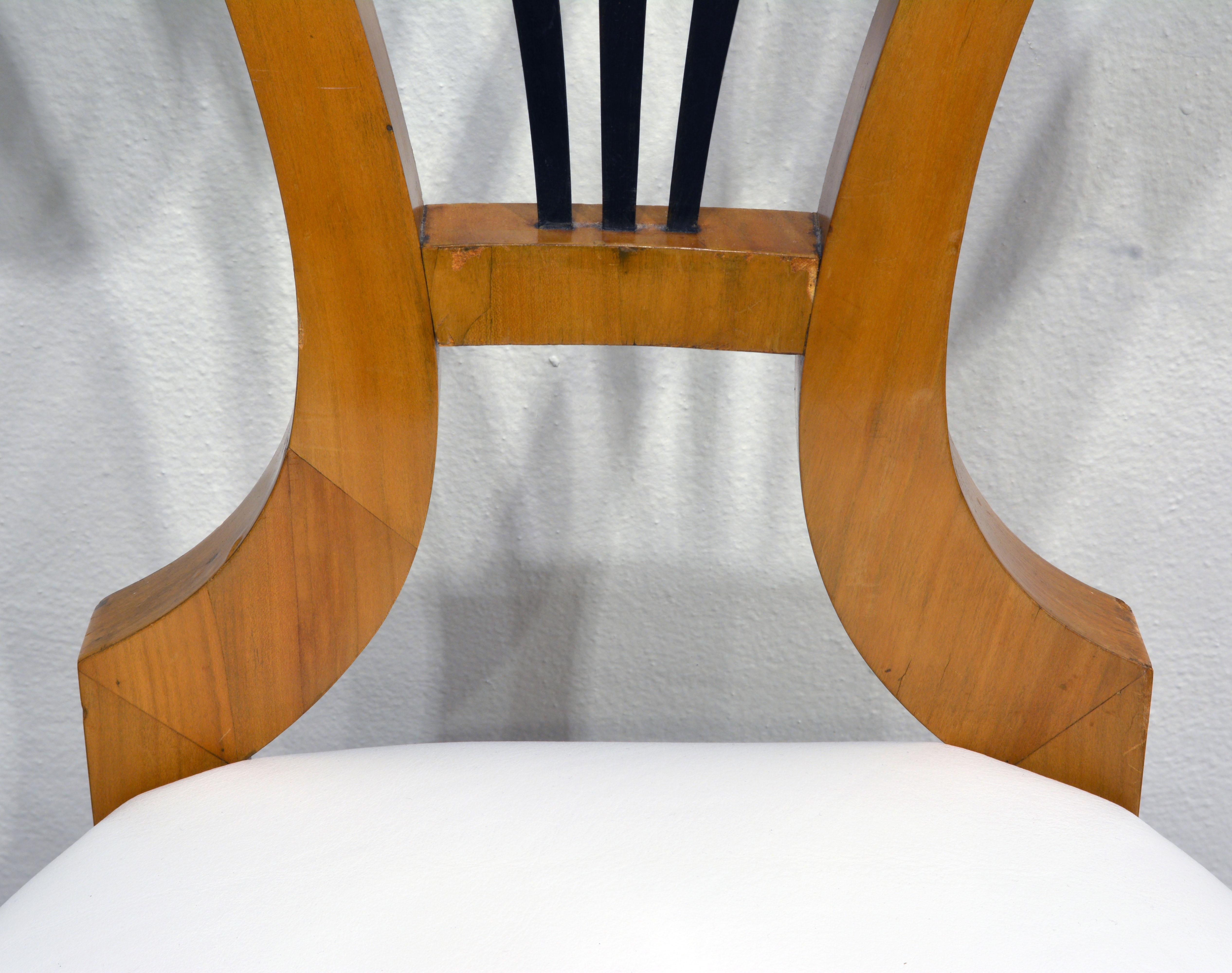 Pair of Austrian Fruitwood Side Chairs with Ebonized Fan-Shape Splats 1