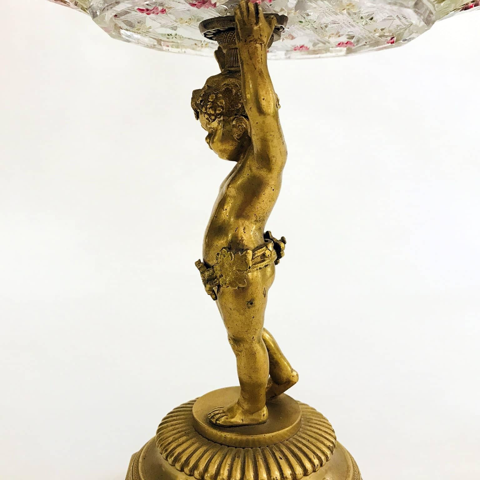 Pair of Austrian Gilded Figural Comports with Putti 19th Century For Sale 5