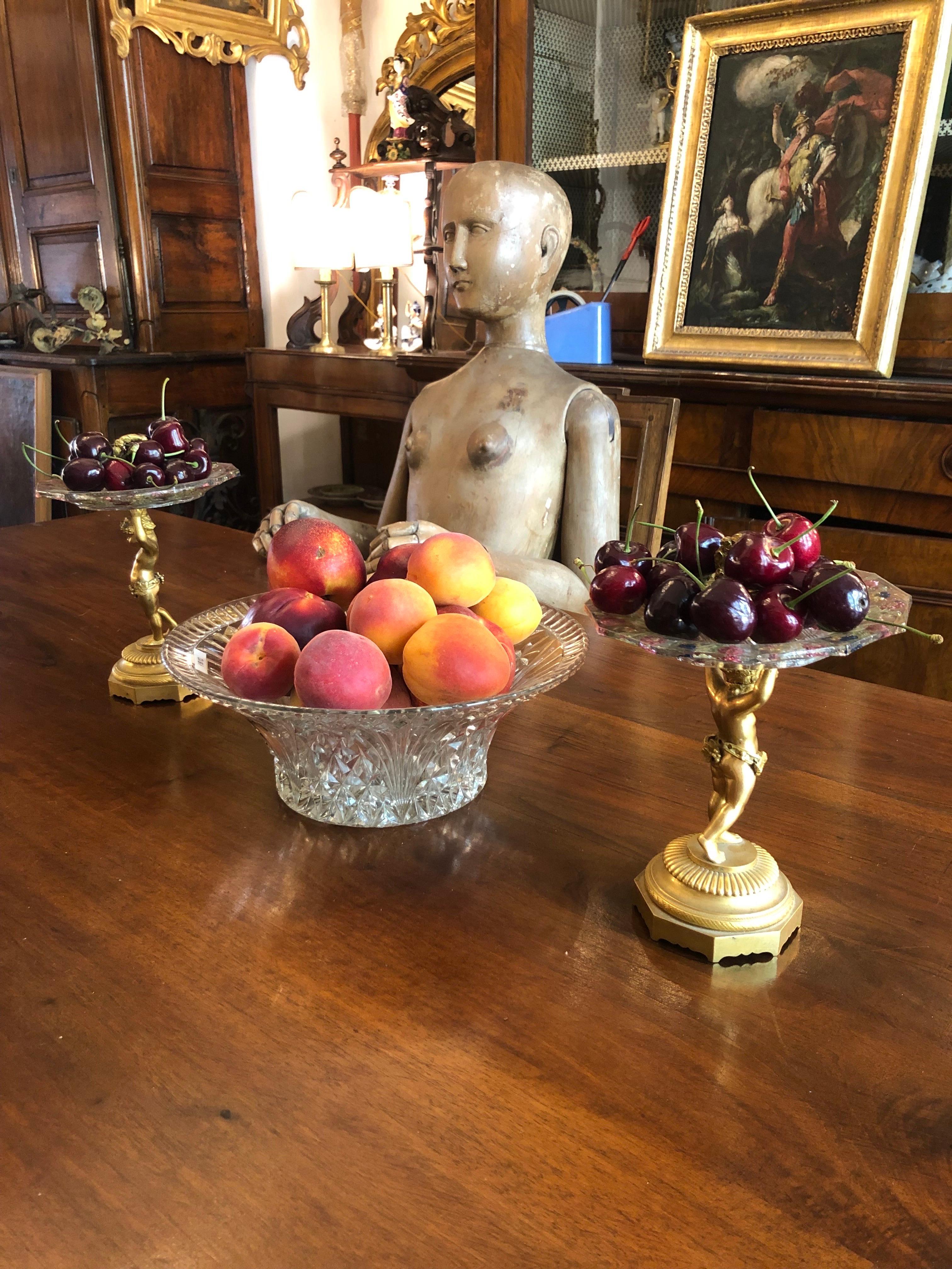 Pair of Austrian Gilded Figural Comports with Putti 19th Century For Sale 11