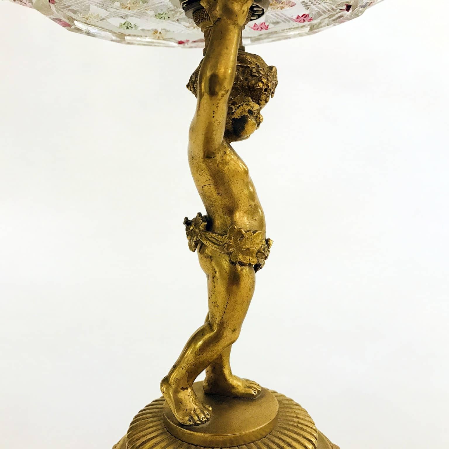 Pair of Austrian Gilded Figural Comports with Putti 19th Century For Sale 2