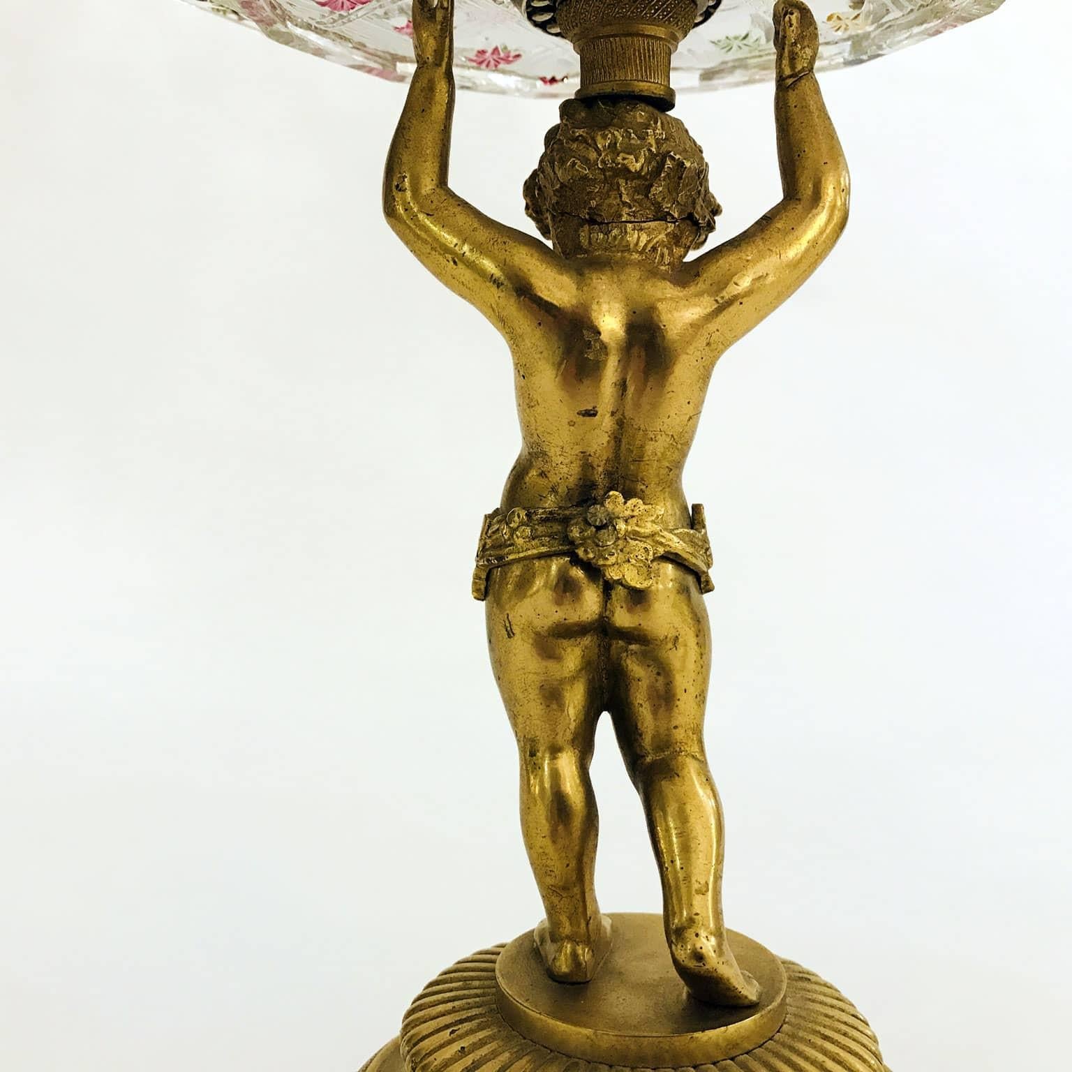 Pair of Austrian Gilded Figural Comports with Putti 19th Century For Sale 3