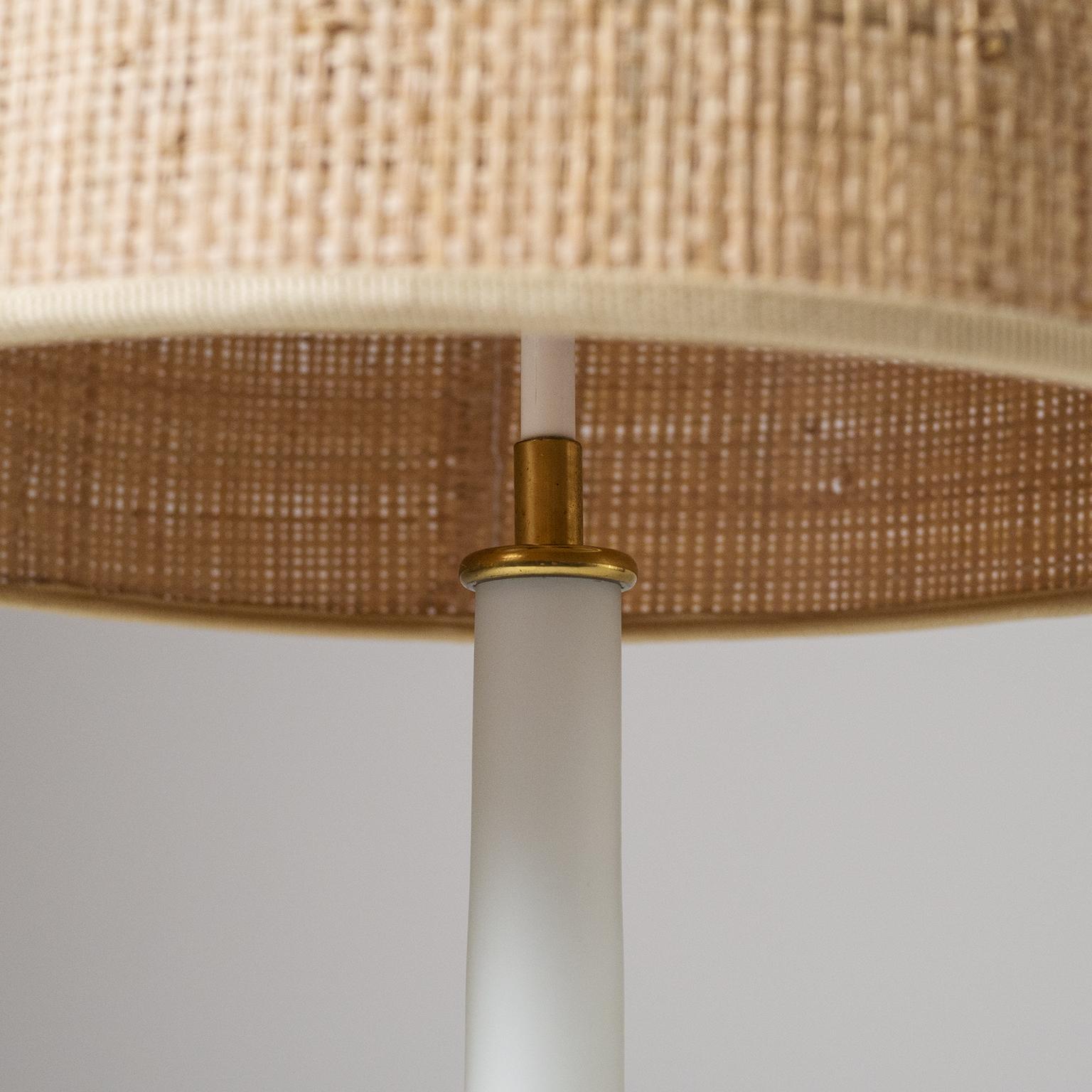 Pair of Austrian Glass Table Lamps, 1960s, Raffia Shades  2