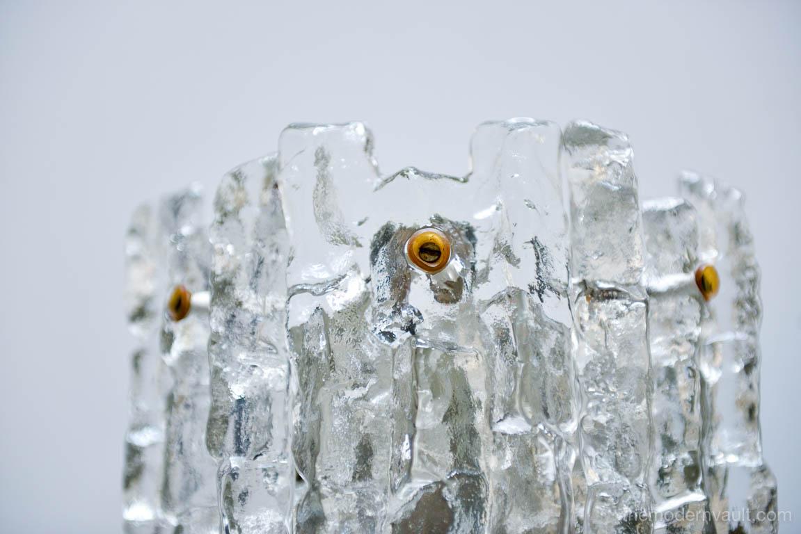 Pair of Austrian Ice Glass Wall Sconces by J.T. Kalmar, Austria, circa 1970 In Good Condition In Costa Mesa, CA