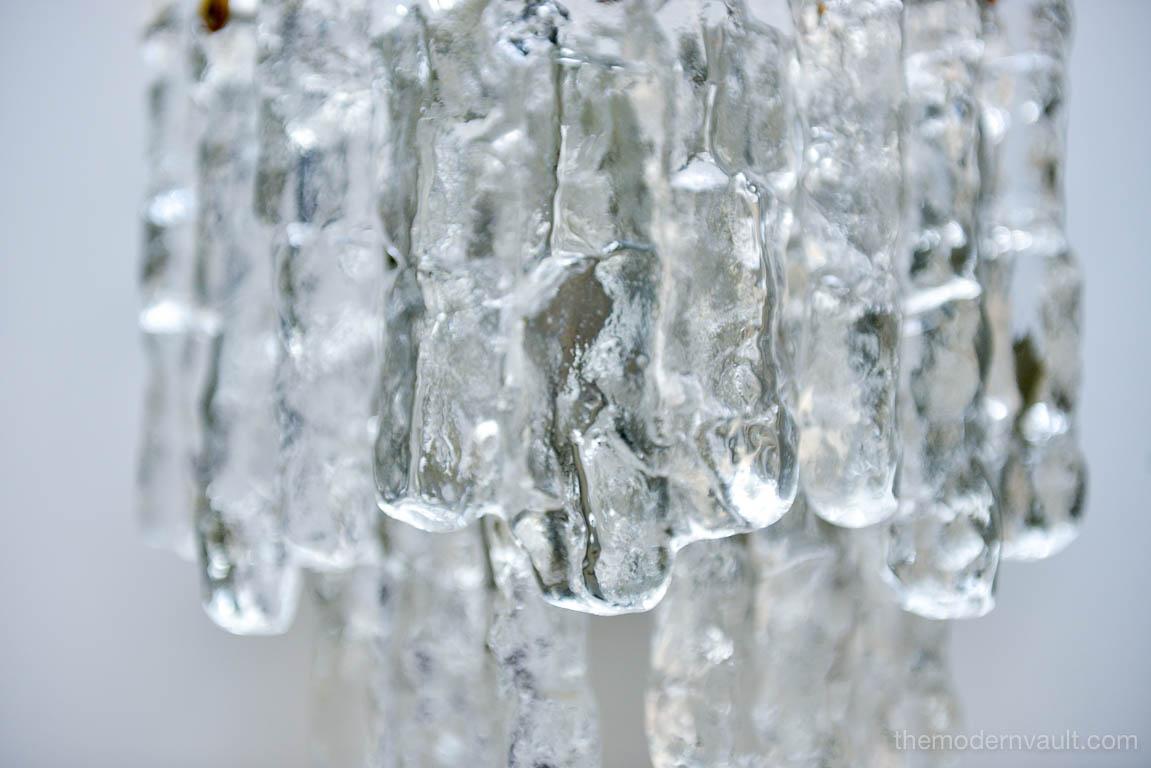 Late 20th Century Pair of Austrian Ice Glass Wall Sconces by J.T. Kalmar, Austria, circa 1970