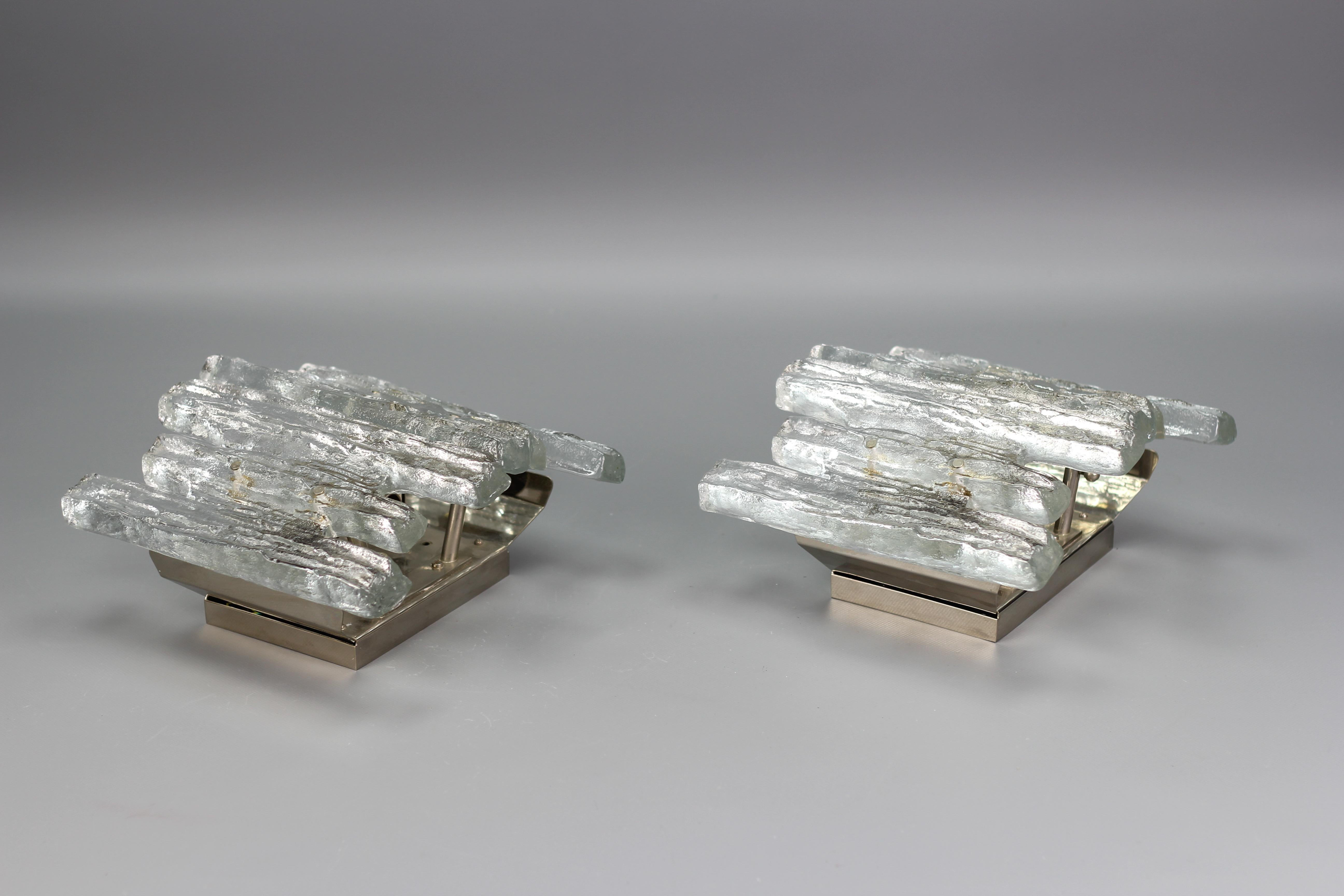 Pair of Austrian Icicle Ice Glass Three-Light Sconces by Kalmar Franken KG For Sale 9