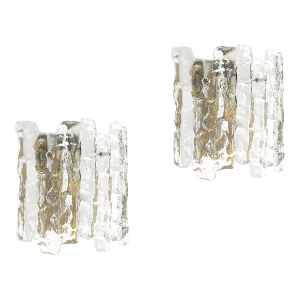 Pair of Austrian Kalmar "Palazzo" Ice Crystal Sconces For Sale