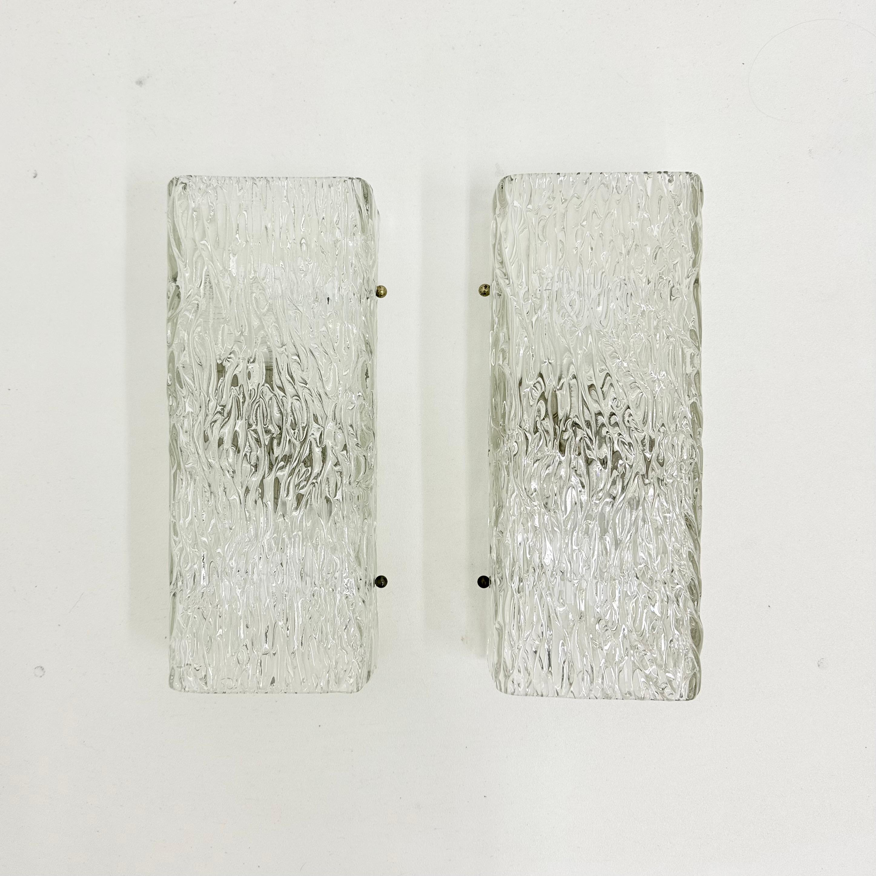 Pareja de grandes apliques austriacos de Murano de mediados de siglo 