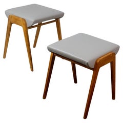 Pair of Austrian Mid-Century Beech Stacking Stools by Franz Schuster