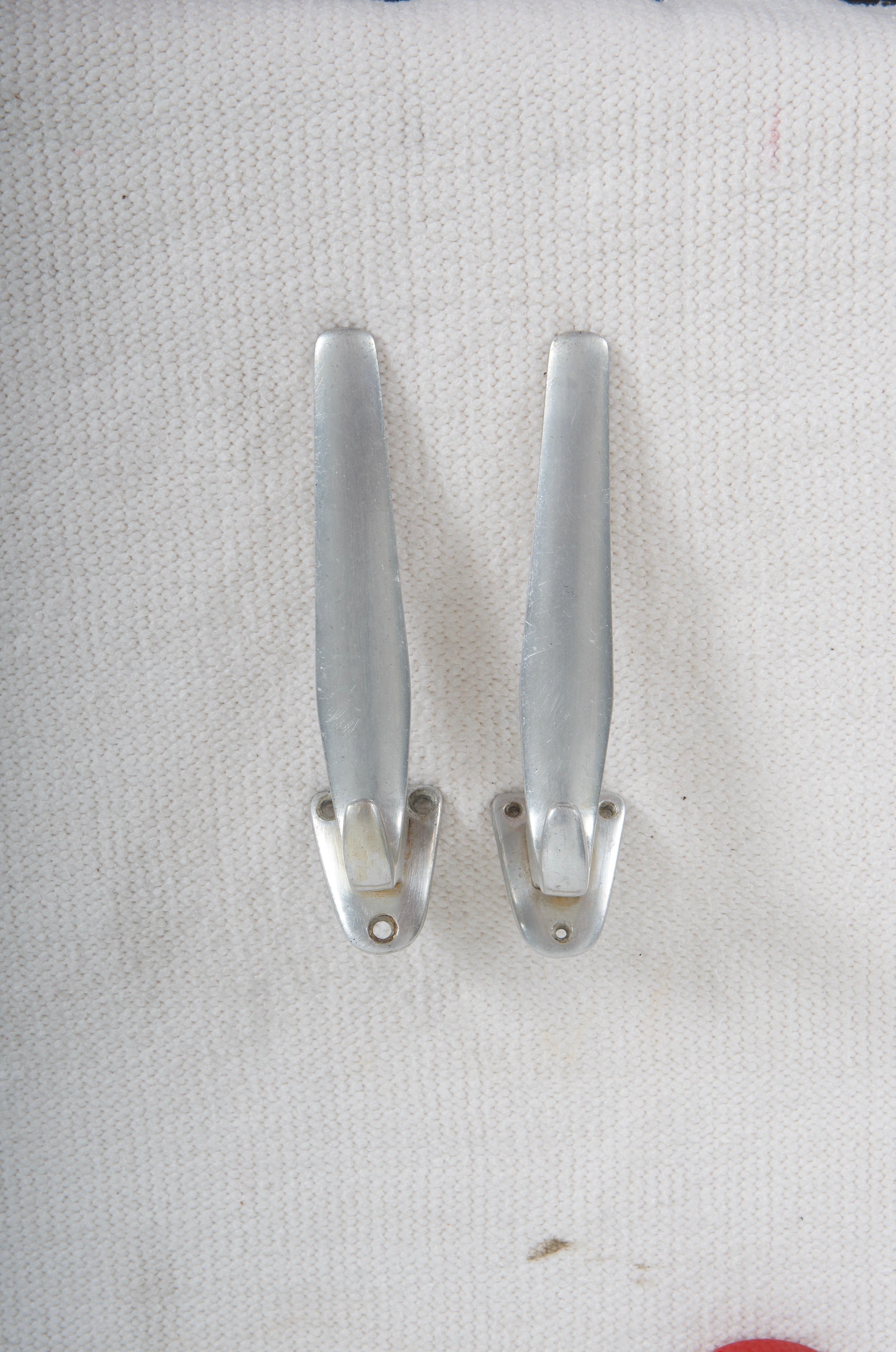 Mid-20th Century Pair of Austrian Midcentury Aluminum Wall Hooks For Sale