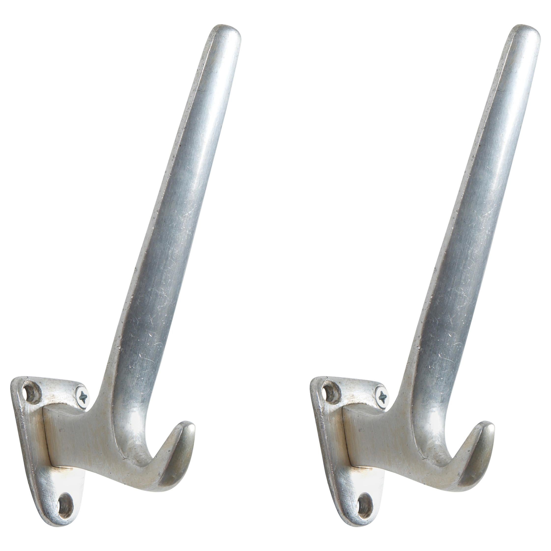 Pair of Austrian Midcentury Aluminum Wall Hooks For Sale