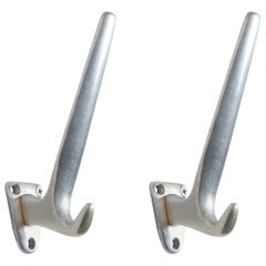 Retro Pair of Austrian Midcentury Aluminum Wall Hooks