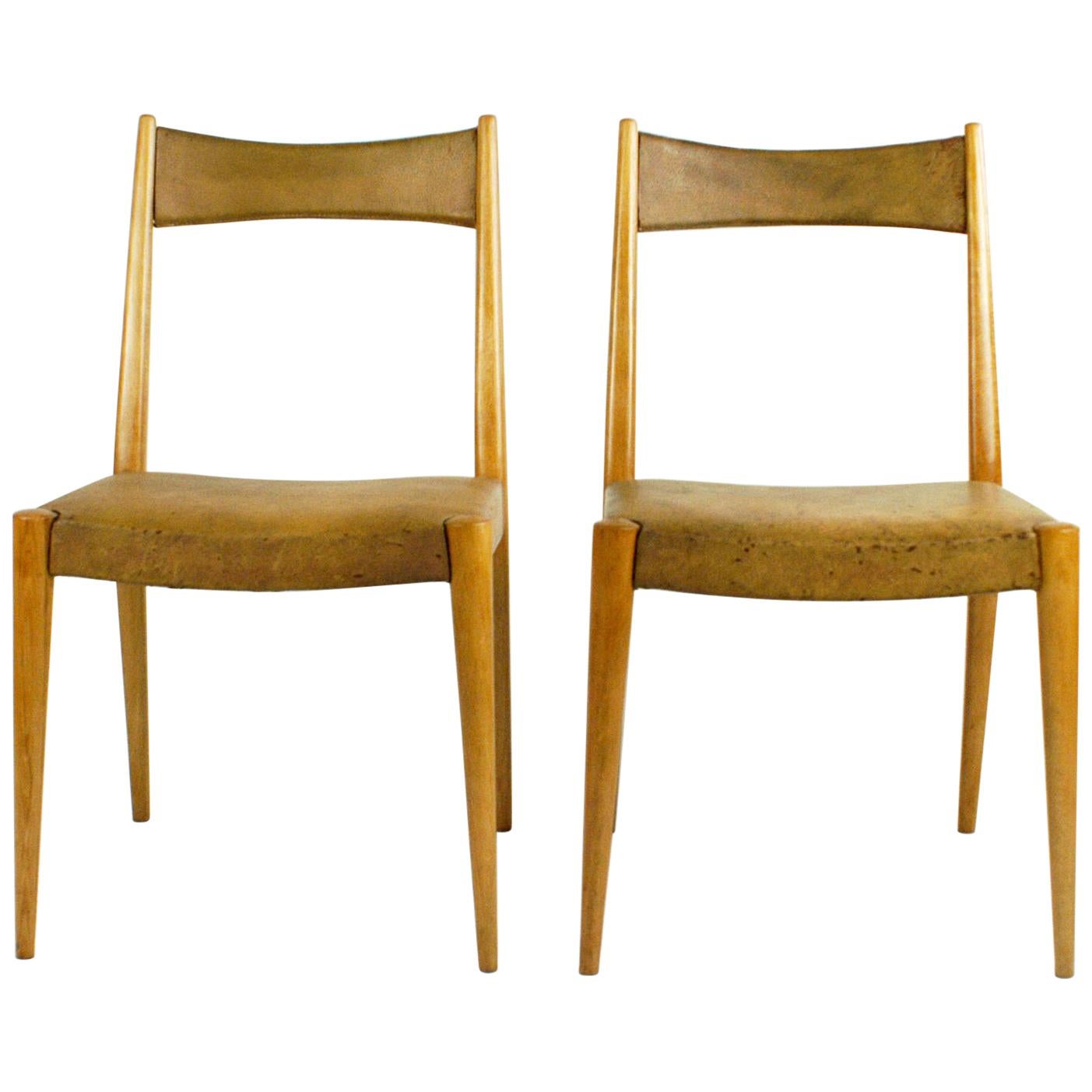 Pair of Austrian Midcentury Beech Dining Chairs by Anna Lülja Praun