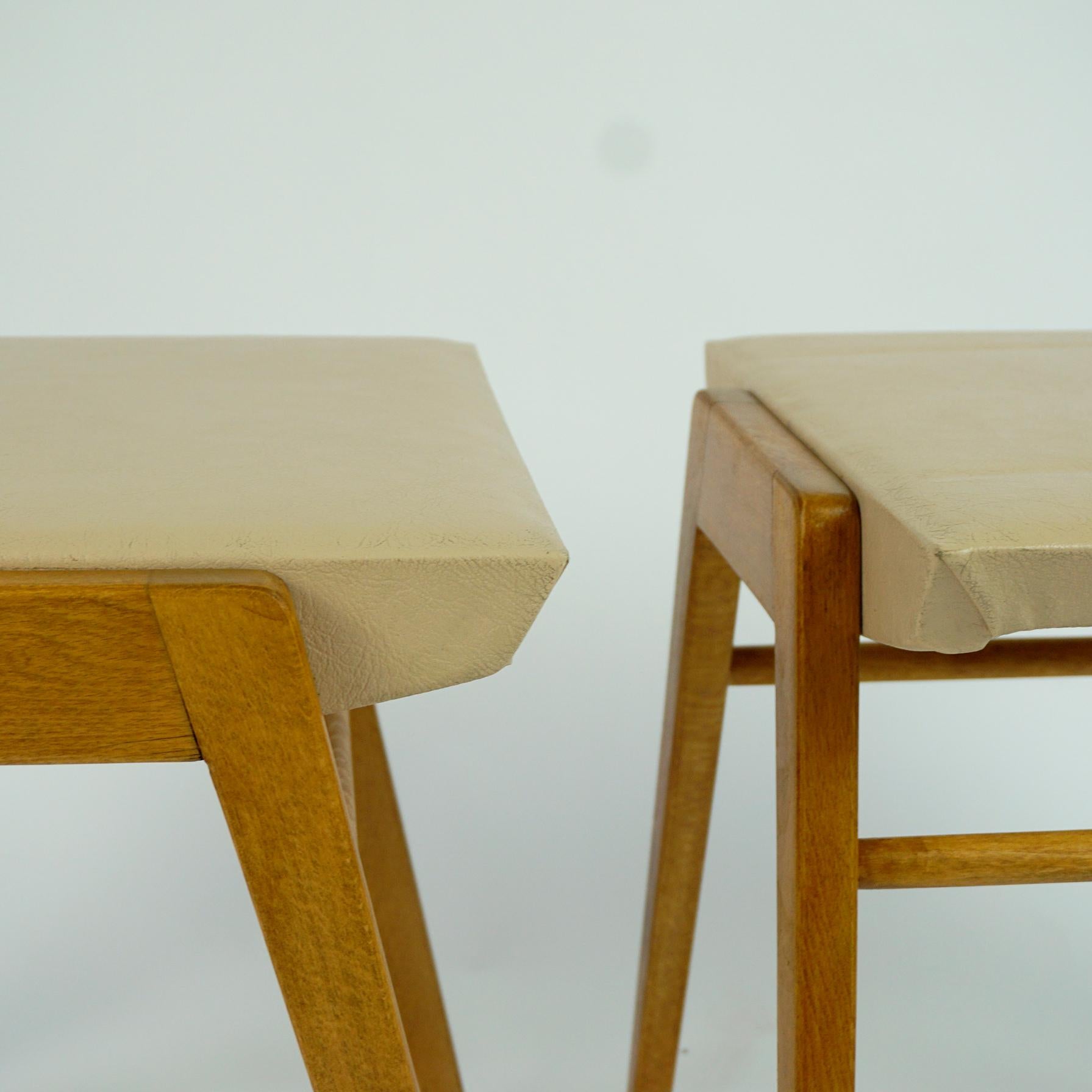 Pair of Austrian Mid-Century Beech Stacking Stools Attr. Roland Rainer In Good Condition In Vienna, AT
