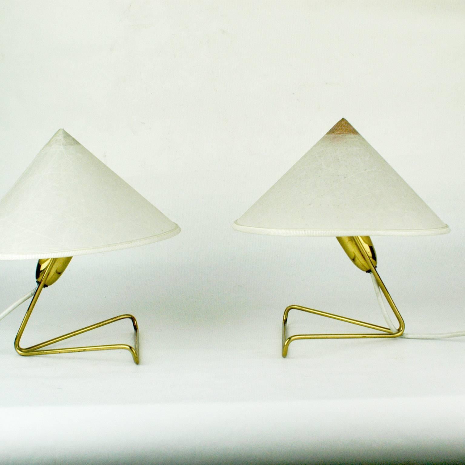 Pair of Austrian Midcentury Brass Wall or Table Lamps by Rupert Nikoll (Österreichisch)