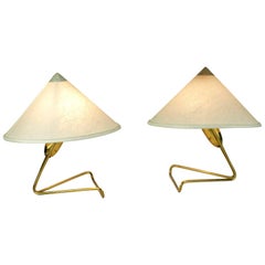 Pair of Austrian Midcentury Brass Wall or Table Lamps by Rupert Nikoll