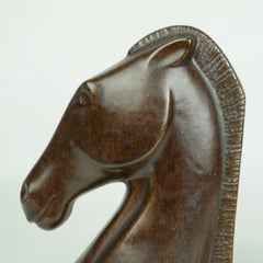 Coppia di reggilibri austriaci di metà secolo in ceramica smaltata marrone di Anzengruber