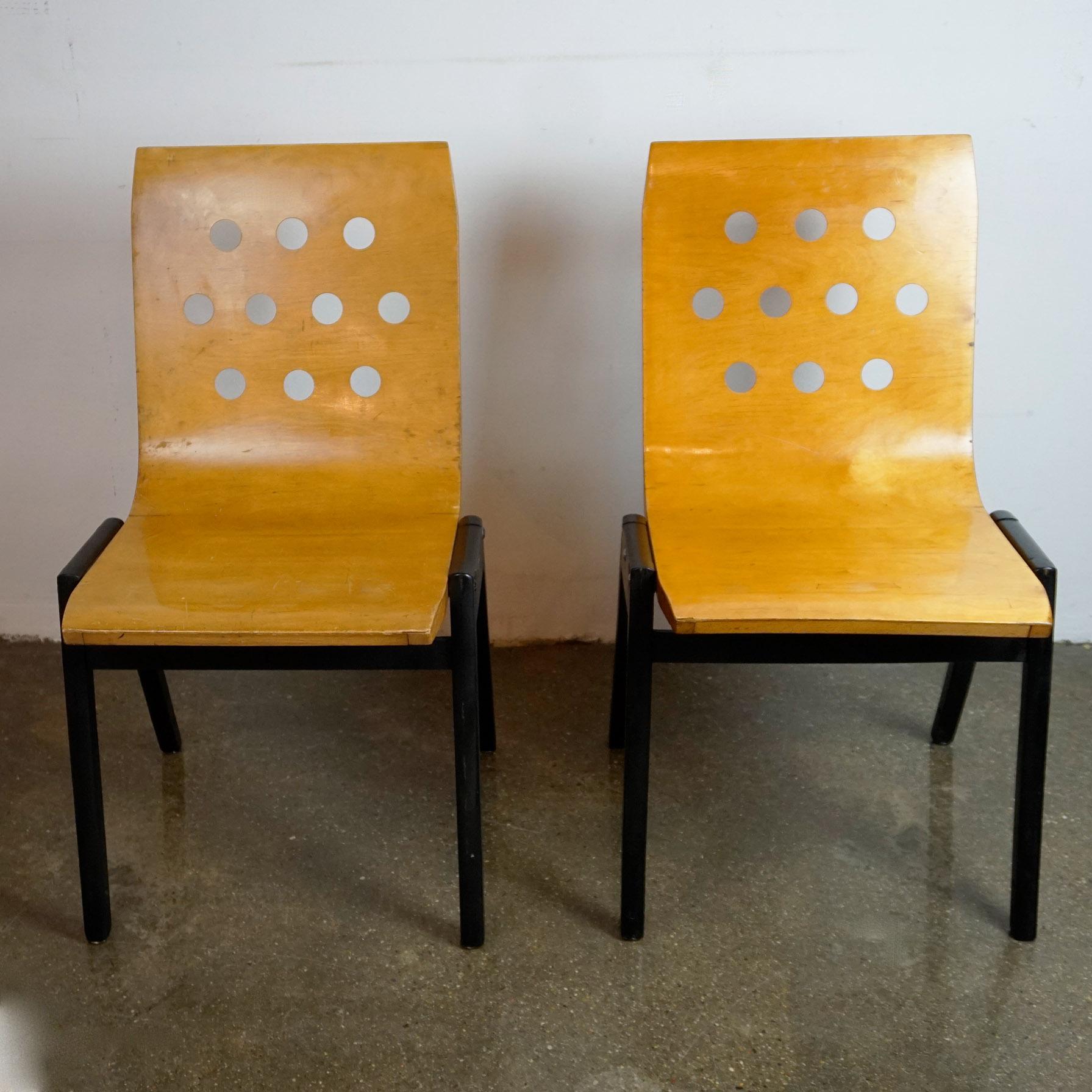 A set of two stackable beech plywood chairs designed by Prof. Roland Rainer in 1951.
Roland Rainer used these chairs for the Viennese city hall, Wiener Stadthalle in 1956-1962. The chair was named after that as the well-known 