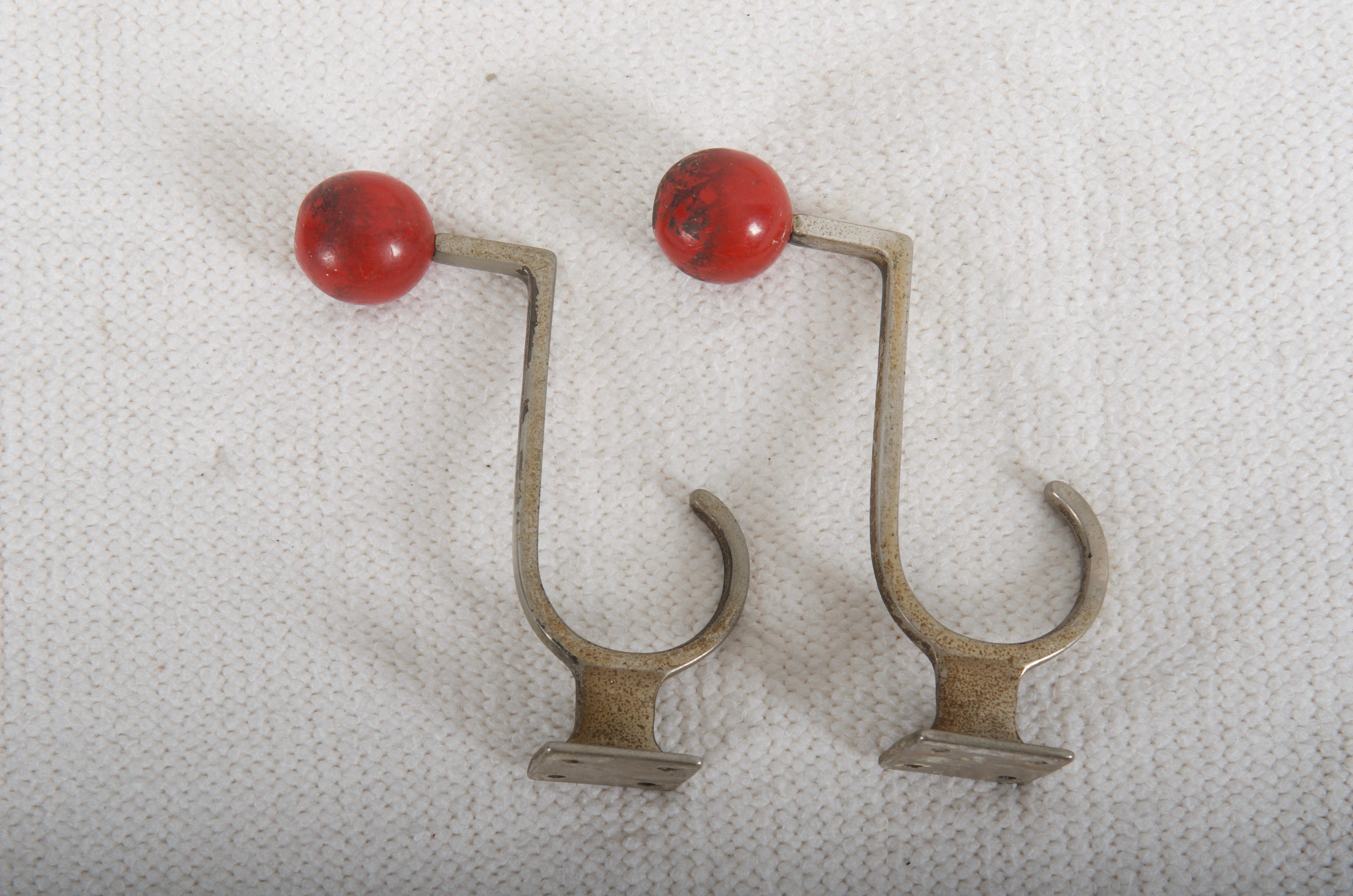 Pair of Austrian Midcentury Wall Hooks Attributed to Hagenauer In Fair Condition For Sale In Vienna, AT