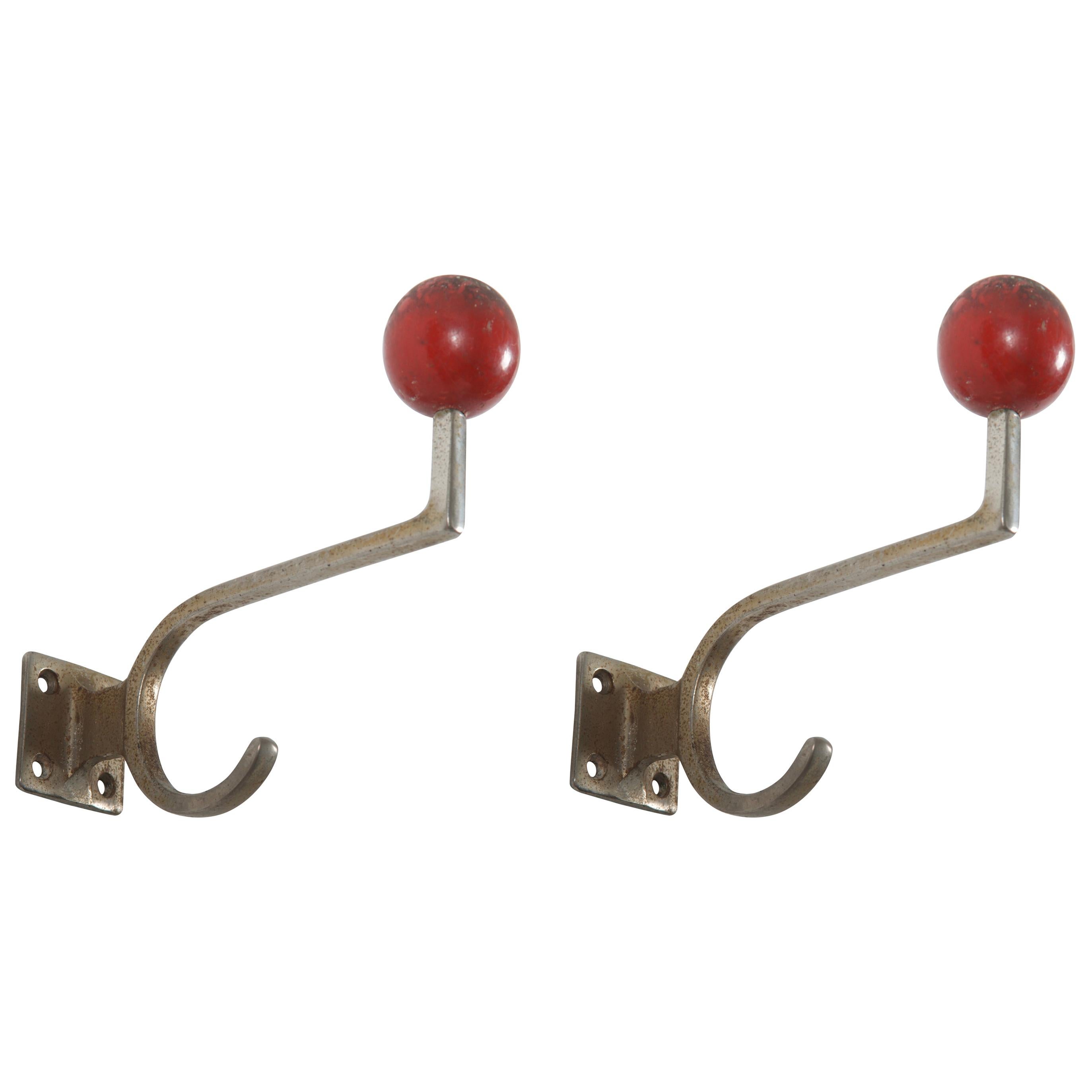 Pair of Austrian Midcentury Wall Hooks Attributed to Hagenauer For Sale
