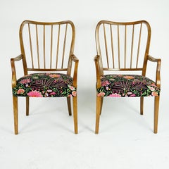 Pair of Austrian Midcentury Walnut Dining Armchairs by Oswald Haerdtl