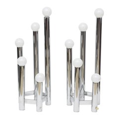 Pair of Austrian Modern Polished Chrome Five-Light Table Lamps, Kalmar