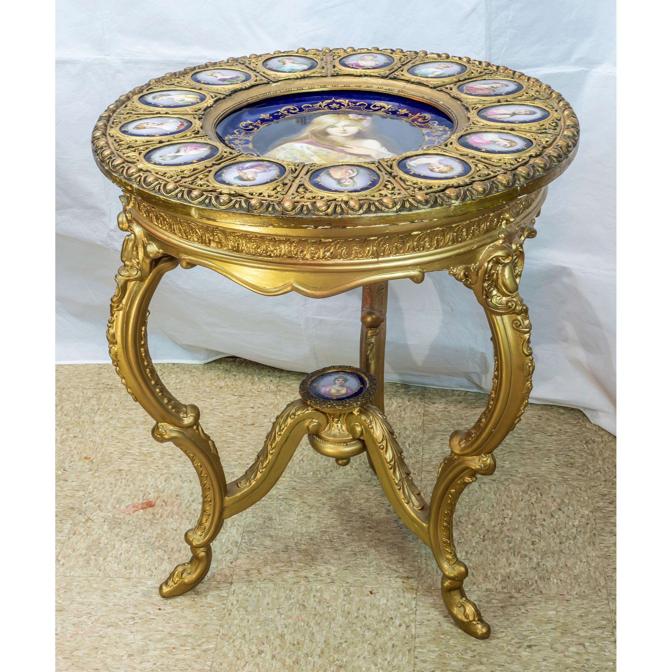 royal vienna porcelain mounted giltwood table