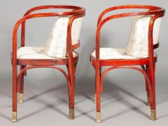 Pair of Austrian Secessionist Bentwood Open Armchairs