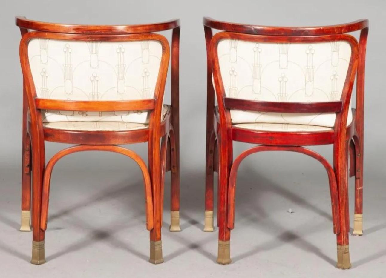 Vienna Secession Pair of Austrian Secessionist Bentwood Open Armchairs For Sale