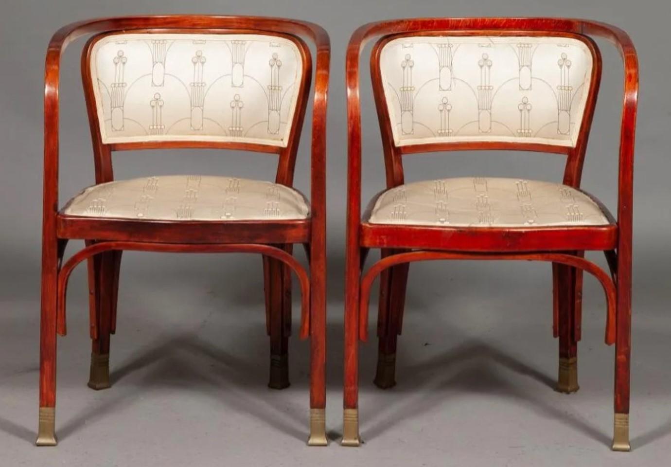 20th Century Pair of Austrian Secessionist Bentwood Open Armchairs For Sale