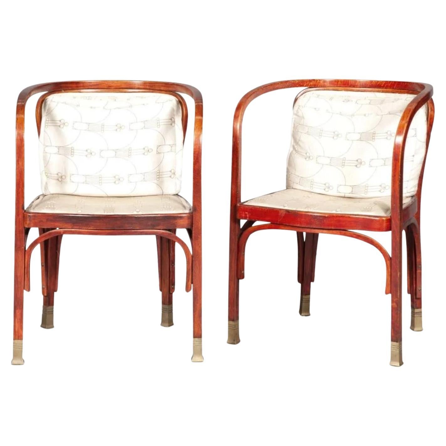 Pair of Austrian Secessionist Bentwood Open Armchairs