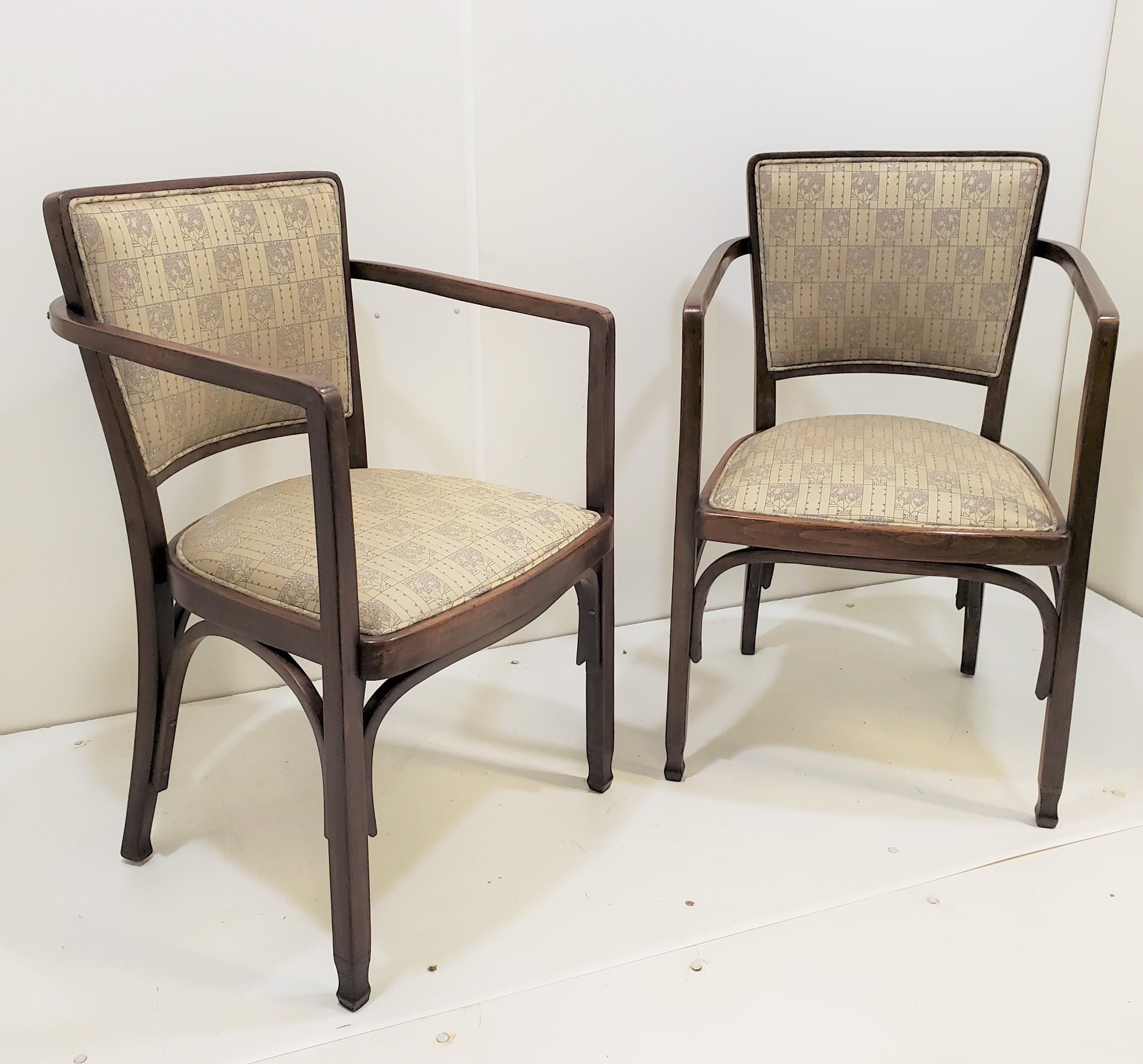 Pair of Austrian Secessionist Side Armchairs by Koloman Moser for J & J Kohn For Sale 8