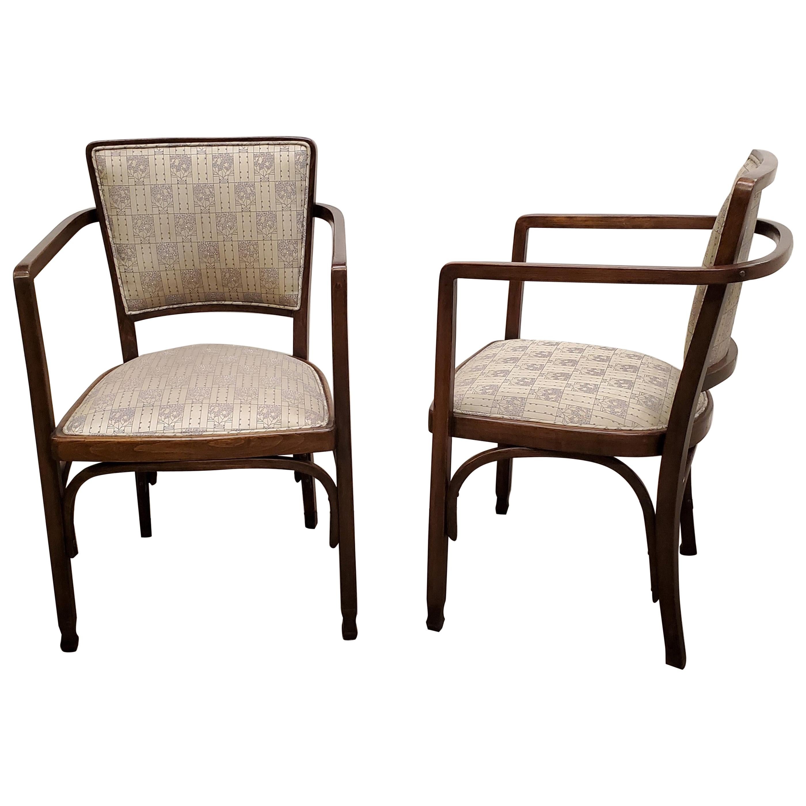 Pair of Austrian Secessionist Side Armchairs by Koloman Moser for J & J Kohn