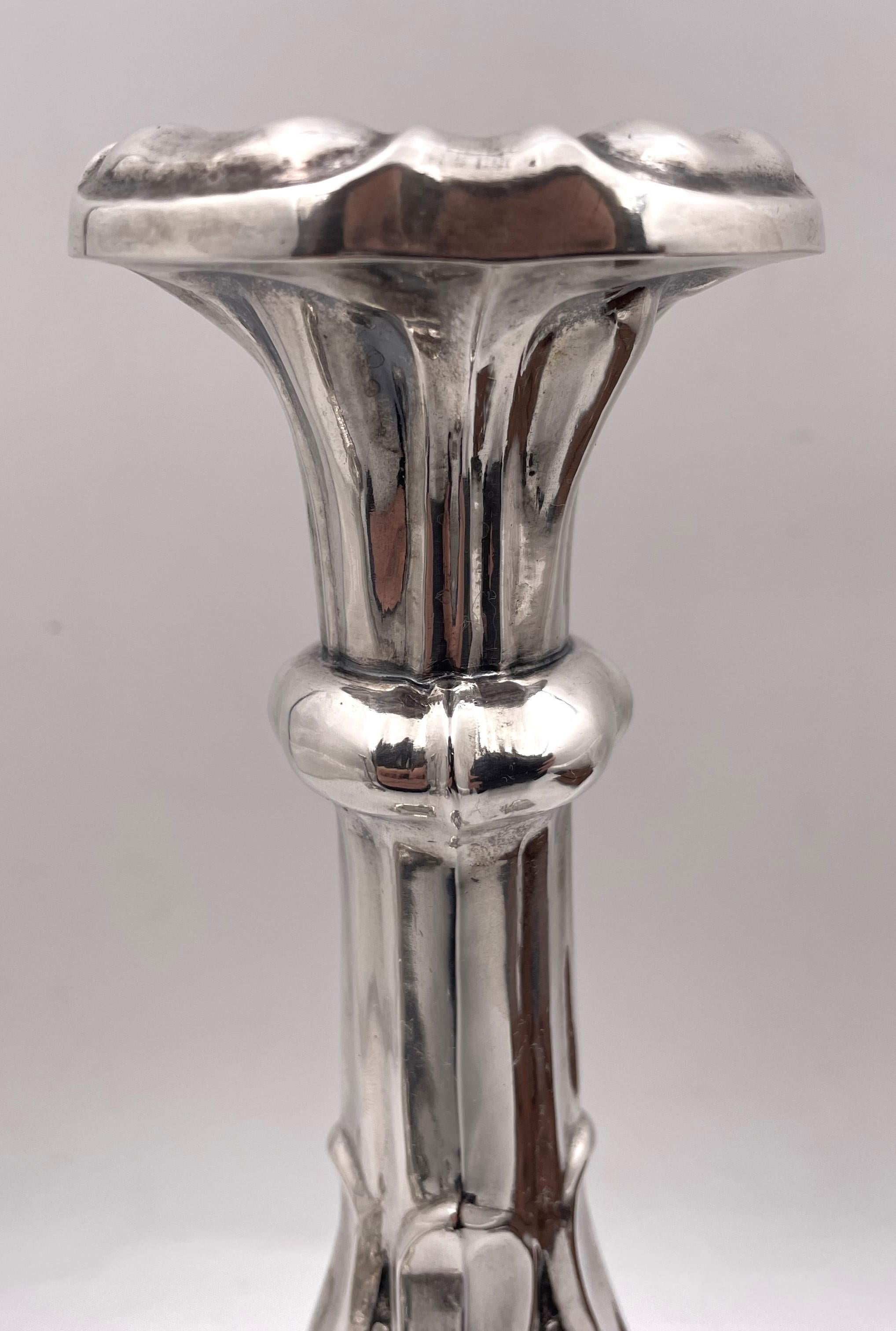 Argento Coppia di candelieri da Shabbat in argento austriaci del 1858 in vendita
