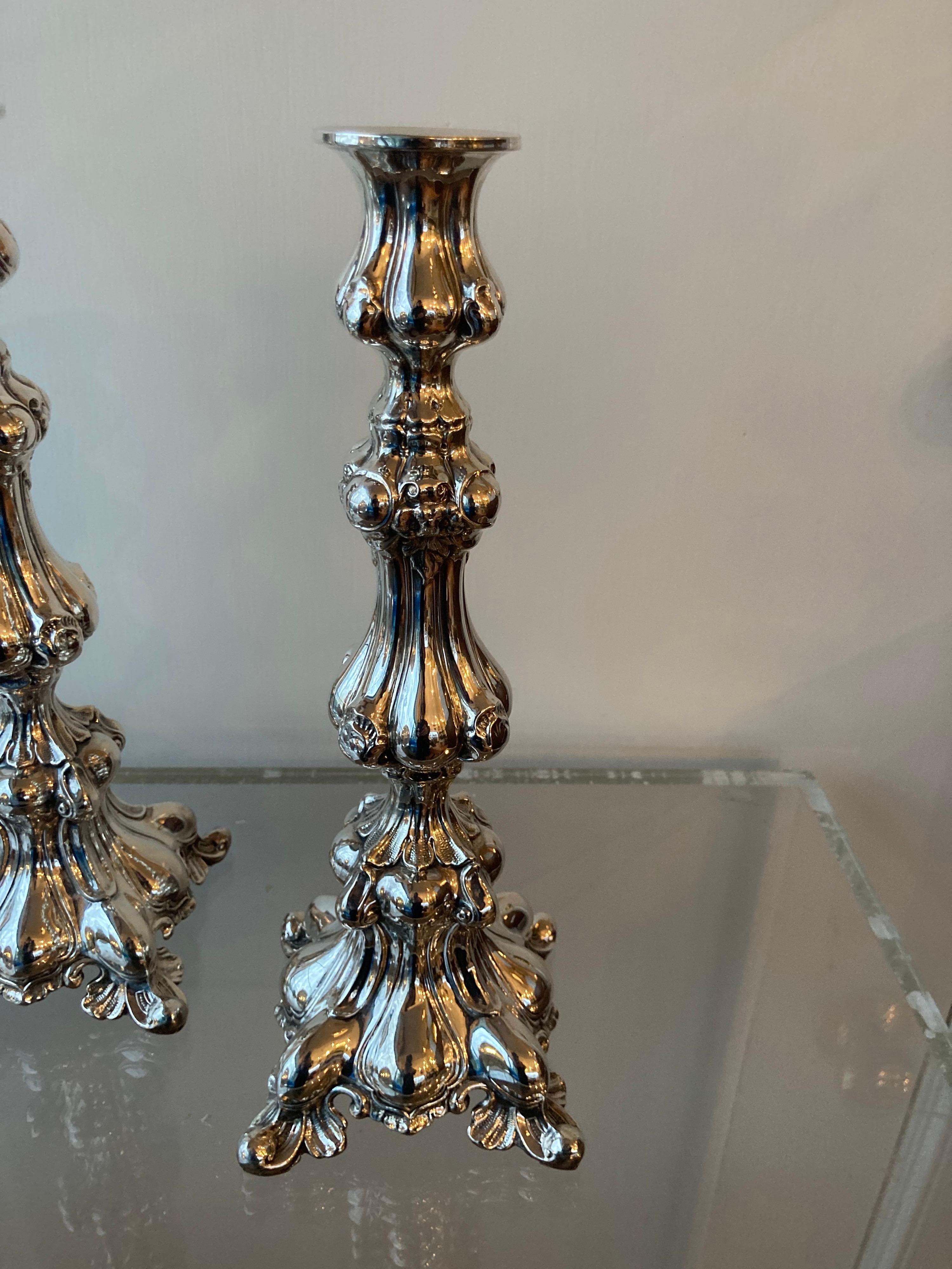 Pair of Austrian Sterling Candlesticks In Good Condition For Sale In East Hampton, NY