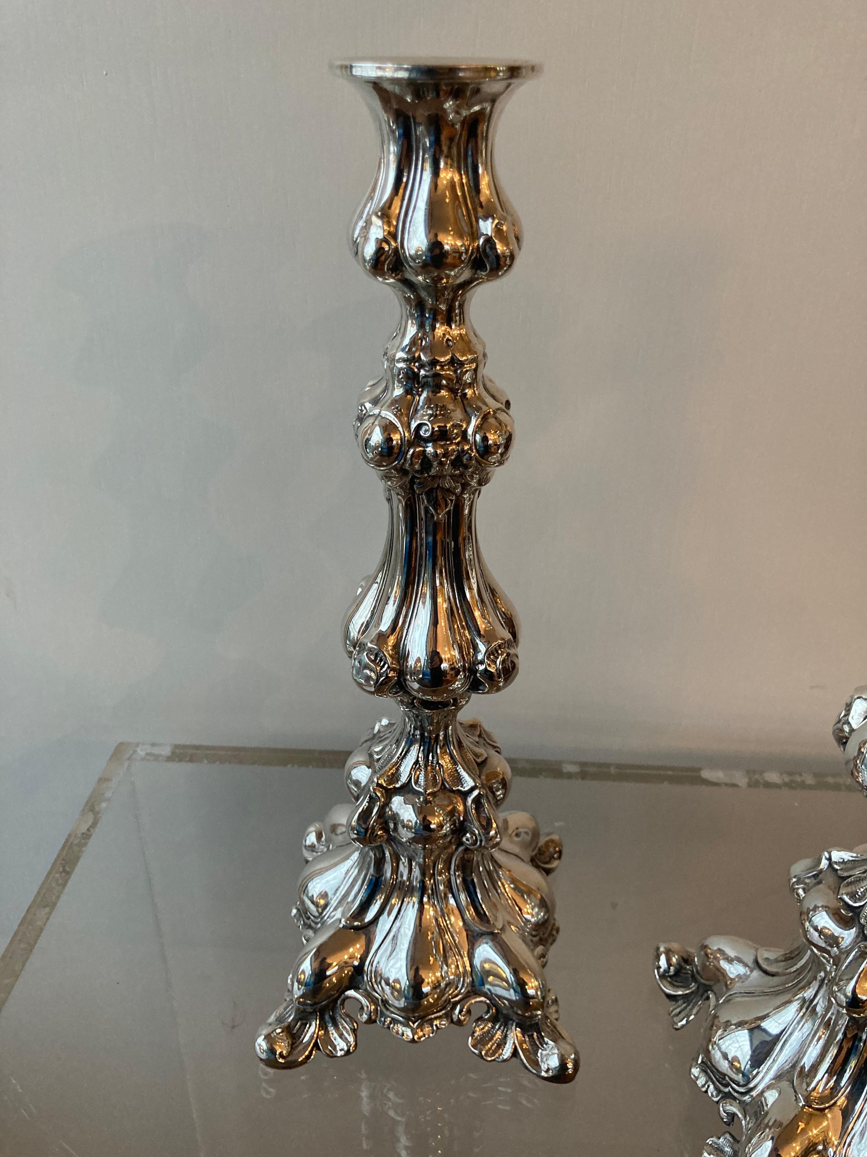 19th Century Pair of Austrian Sterling Candlesticks For Sale