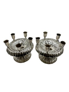 Frank Brüder Circa 1925, Pair of Austrian Sterling Silver Five-Light Candelabra