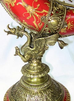Pair of Austrian Style Brass and Enamel Cornucopia Vases