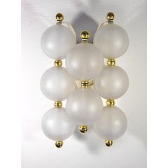 Pair of Austrian Vintage Blown Frosted Glass Wall Lights Sconces, 1960s