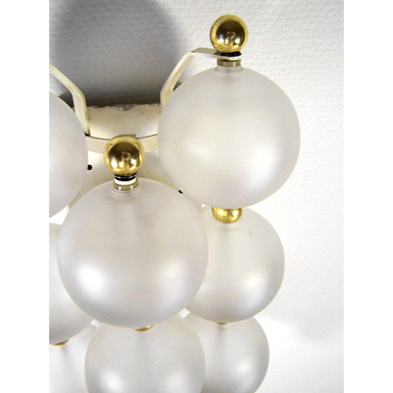 20th Century Pair of Austrian Vintage Blown Frosted Glass Wall Lights Sconces, 1960s For Sale